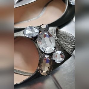 *final price* Kate Spade graphite metalic Buffalo Filipa flats open toe sz 6